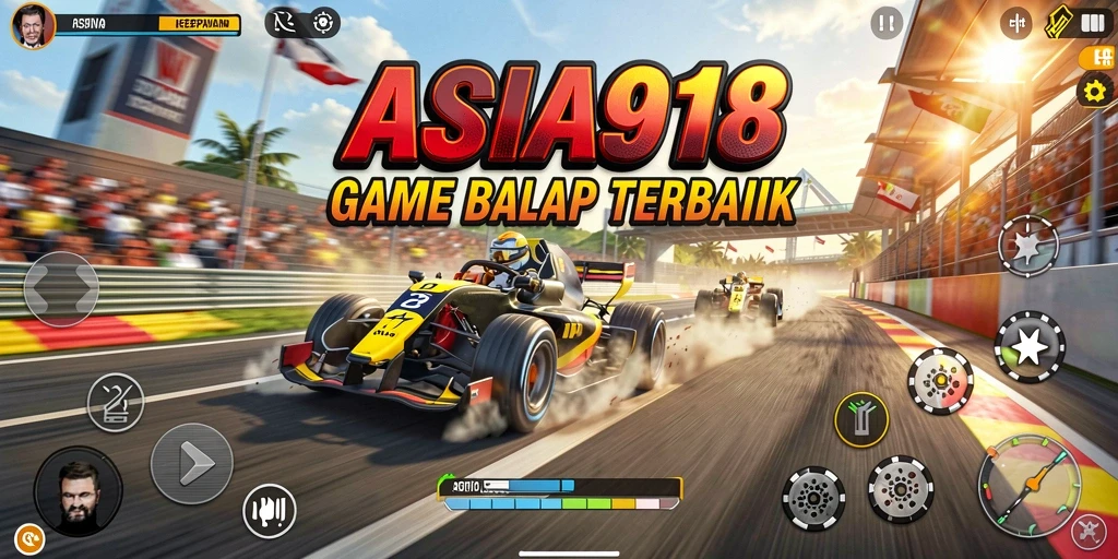 Screenshot ASIA918 menampilkan aksi balapan penuh kecepatan dan ketegangan.