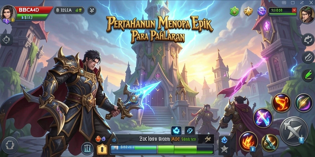 Tangkapan layar dari gameplay mendebarkan di BBCA4D, menunjukkan pertarungan menara yang intens.