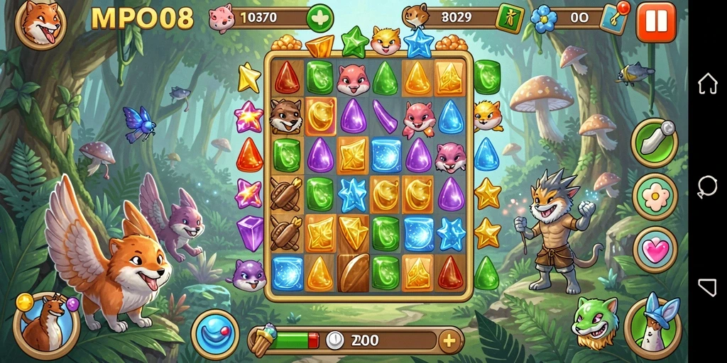 Tampilan gameplay MPO08 yang seru dan penuh warna.