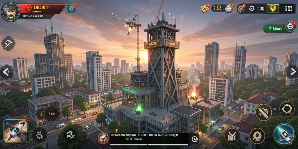 Screenshot gameplay Tower Defense yang menarik dan penuh aksi dari OKJKT.