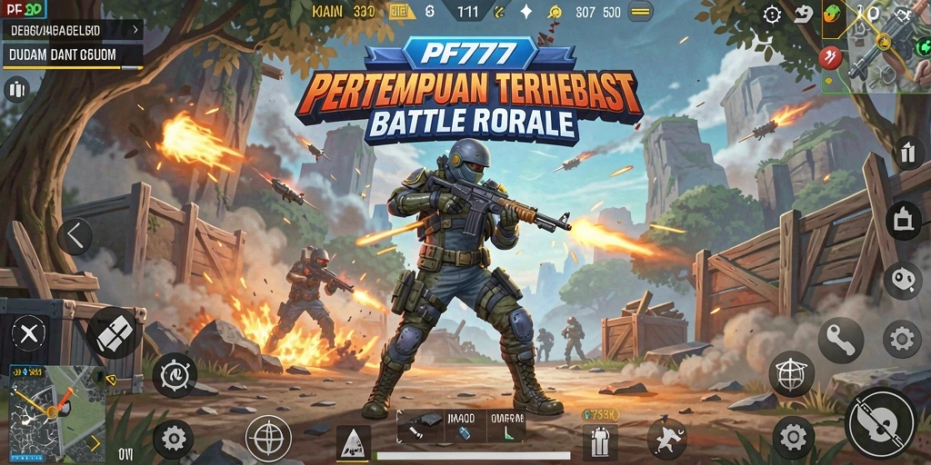 Tangkapan layar gameplay Battle Royale yang mendebarkan di PF777.