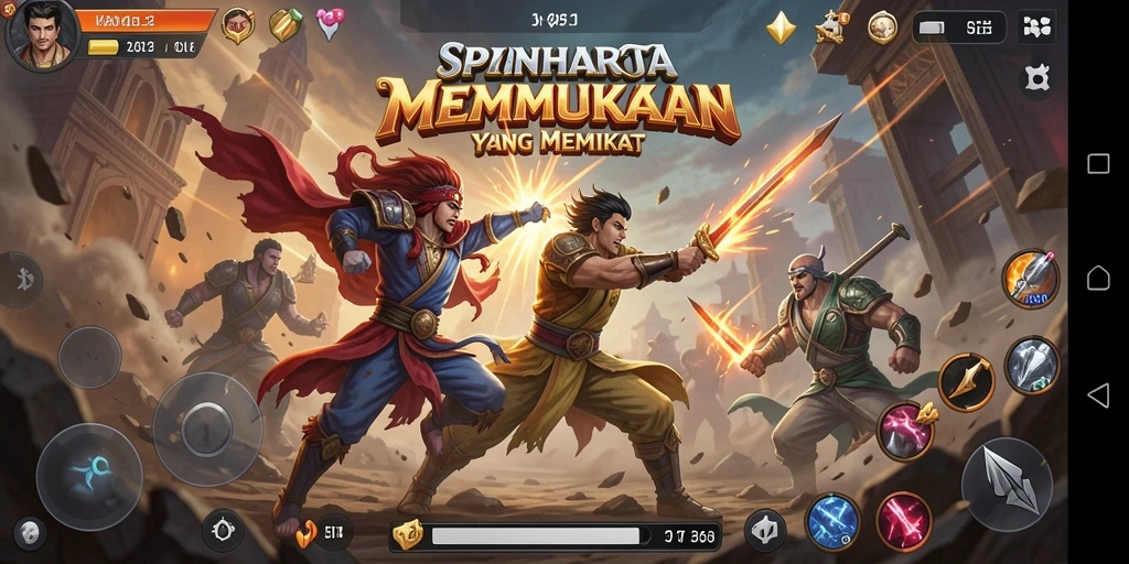 Tampilan gameplay SPINHARTA yang memukau dan menegangkan.