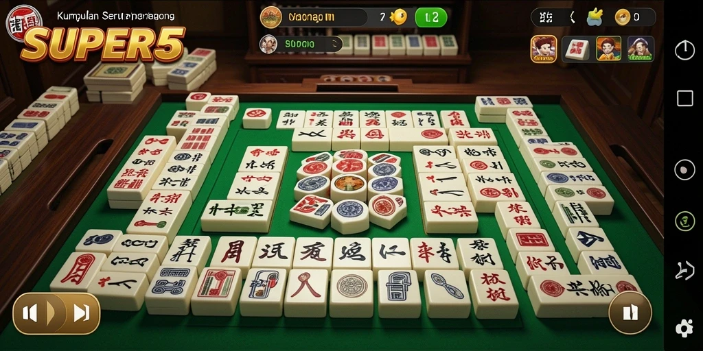Tampilan gameplay seru dari SUPER5 Mahjong.
