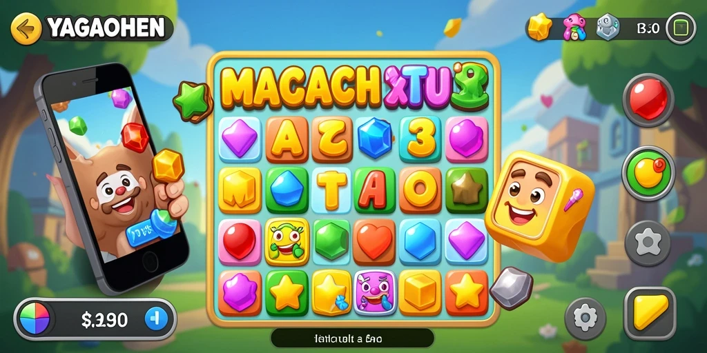 Screenshot YAGAOHEN menampilkan gameplay Match-3 yang seru.